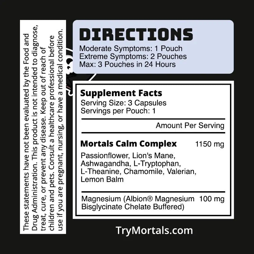 Mortals Anxiety Assassin portable single-serve anxiety relief sachet for on-the-go use